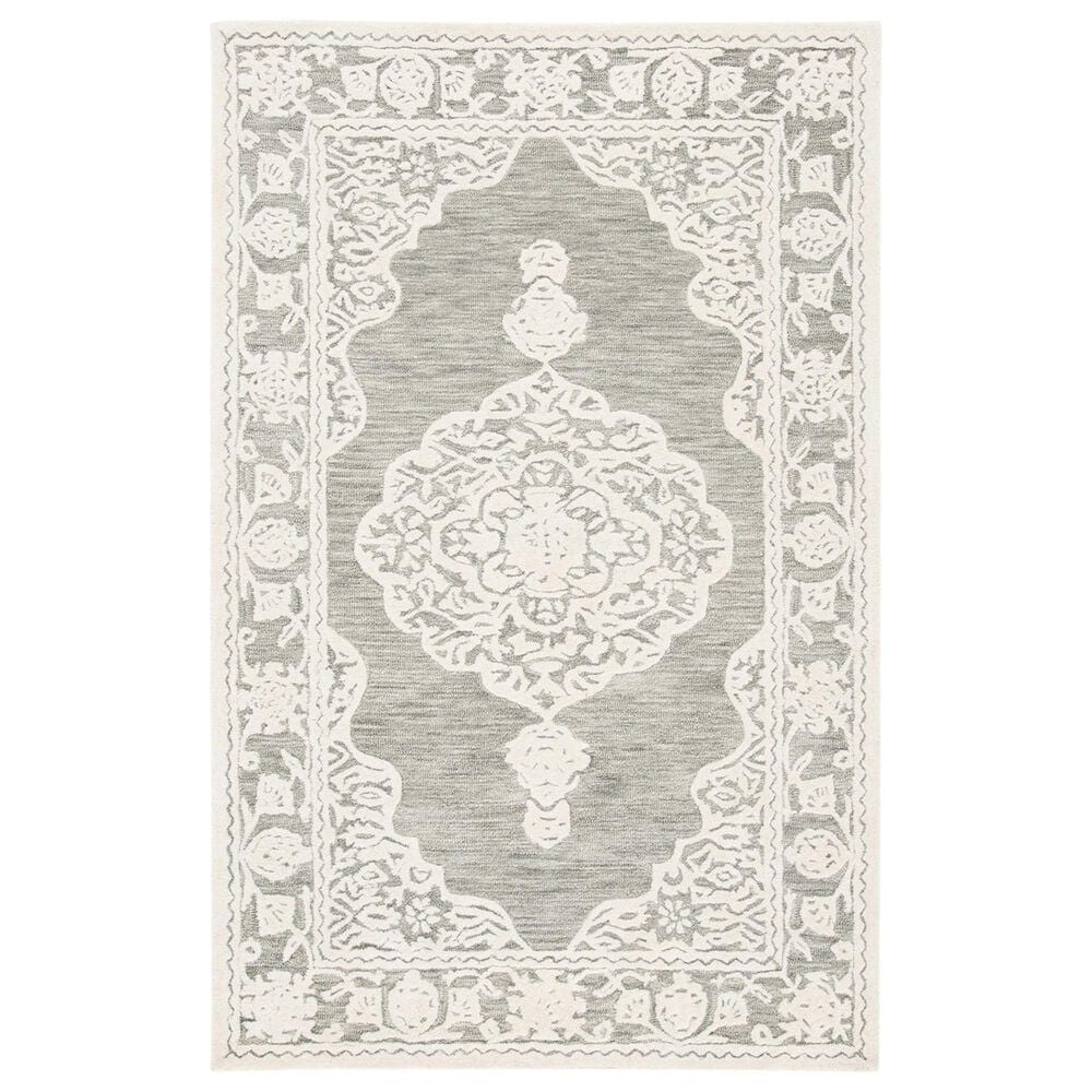 Safavieh Micro-Loop MLP275F 4" x 6" Gray and Ivory Area Rug, , large