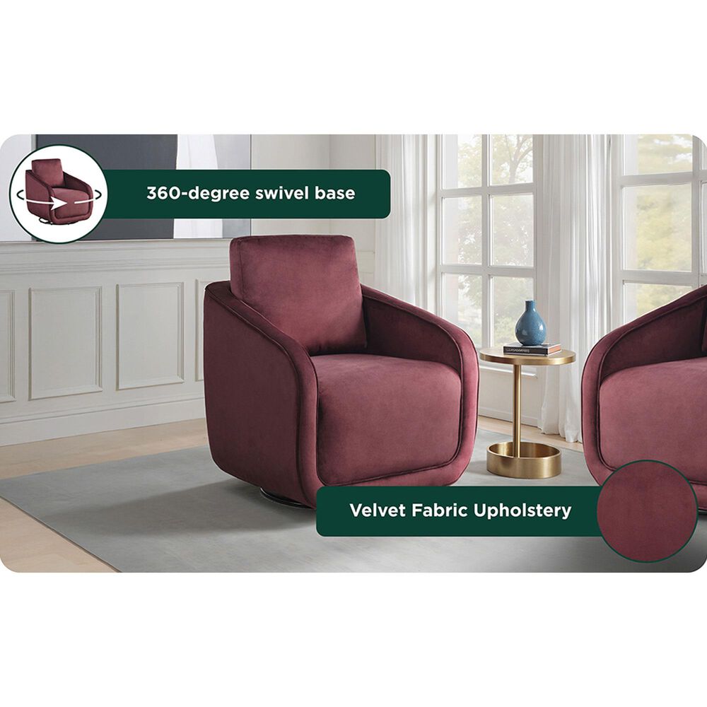 Lifestyle Solutions Lydia Swivel Accent Chair in Plum, , large