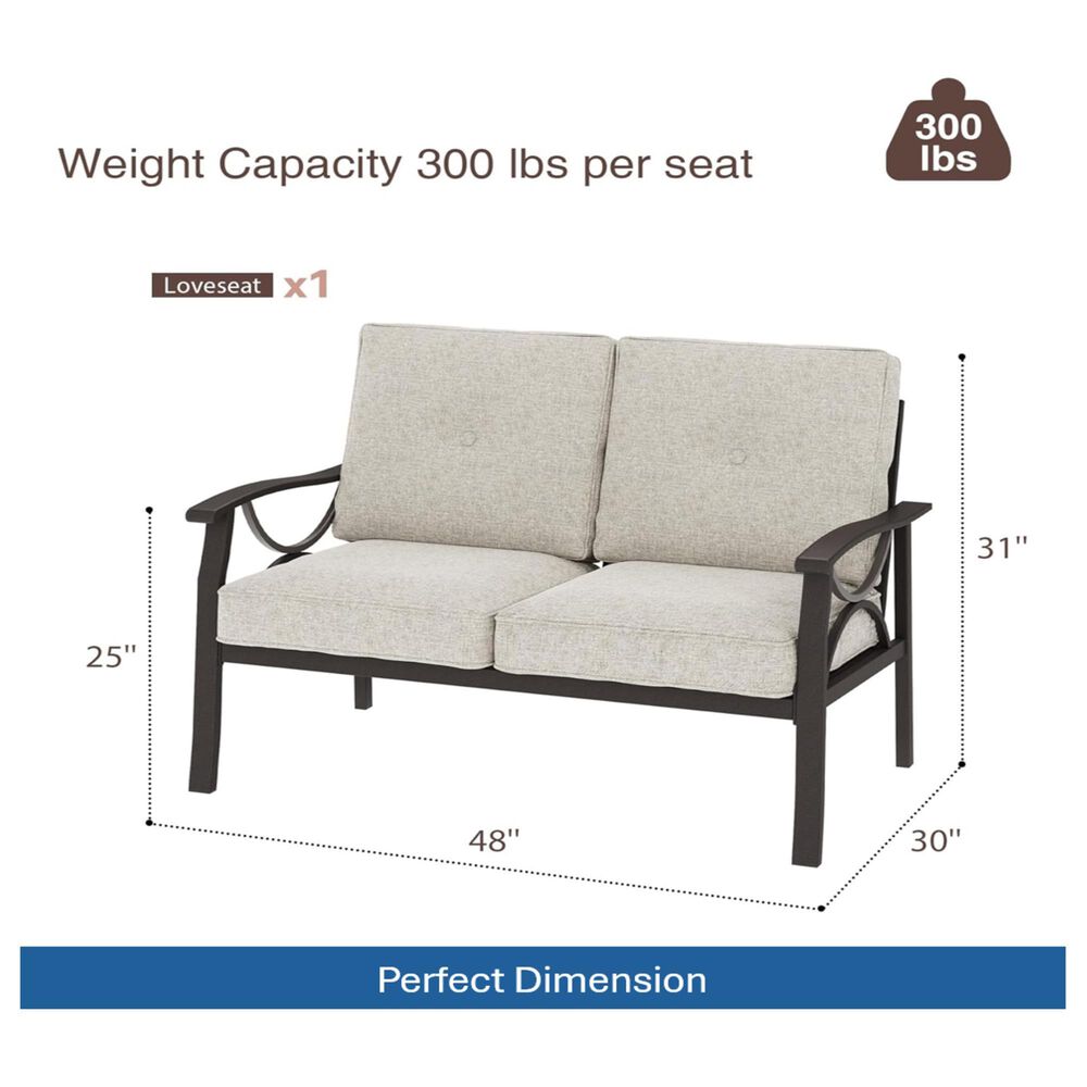 Hearth and Haven Outdoor Loveseat with Light Khaki Metal Frame in Beige, , large