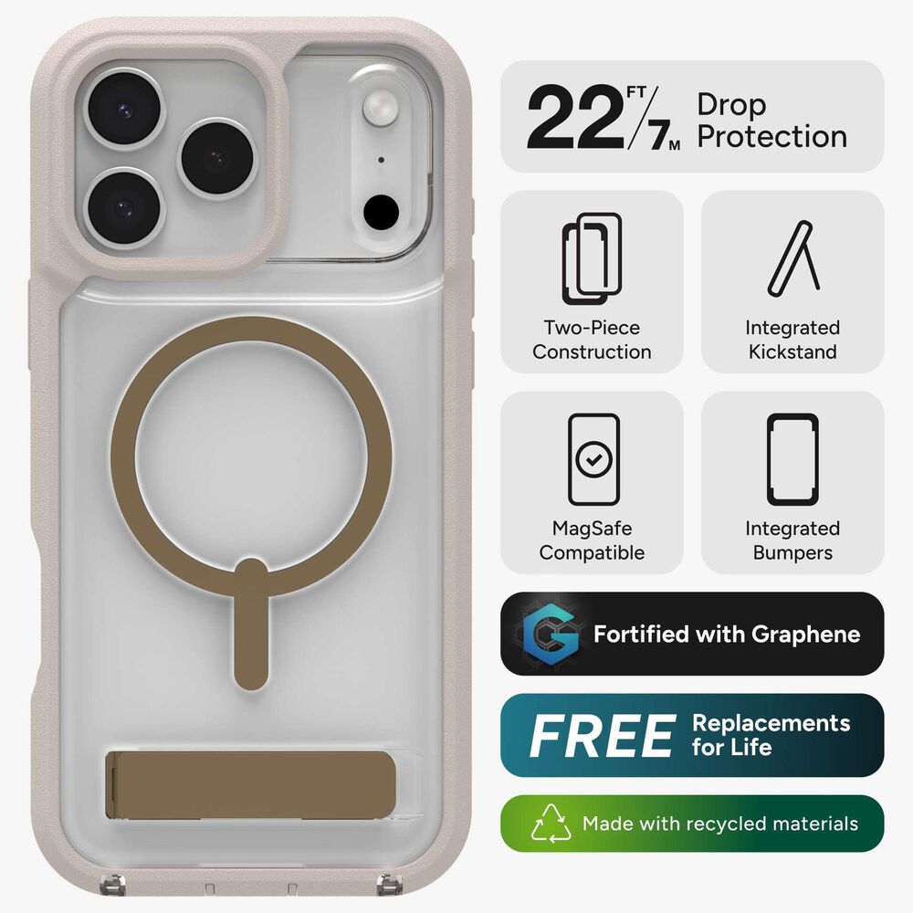 Zagg Rainier Snap MagSafe Case with Kickstand for Apple iPhone 17 Pro Max in Sandstone Beige, , large