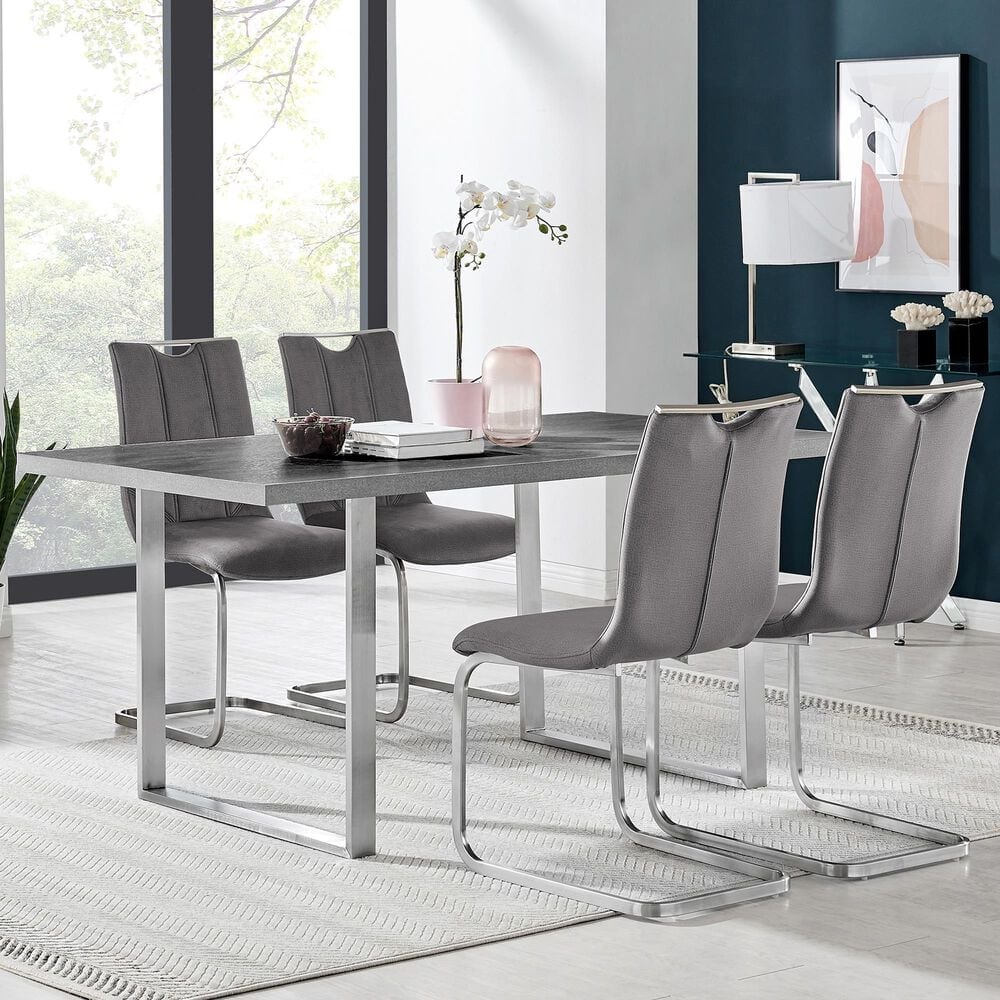 Blue River Fenton/Pacific 5-Piece Dining Set in Brushed Stainless Steel, , large