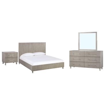 Urban Home Argento 4 Piece King Bedroom Set in Misty Grey and Stainless Steel, , large