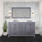 Lexora Home Dukes 60" Double Bathroom Vanity in Dark Grey with White Quartz Top and Rectangular Sinks, , large
