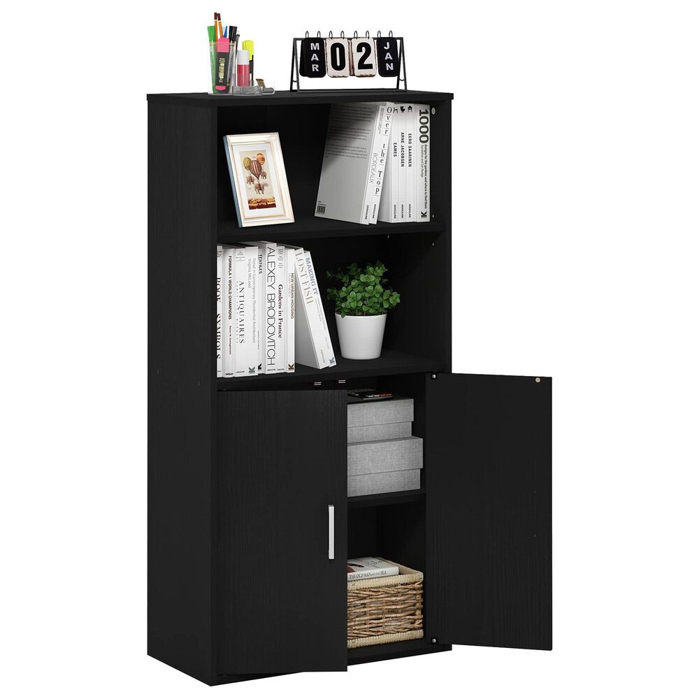 HOMLUX 4-Tier Open Shelf Display Bookcase in Black Oak, , large