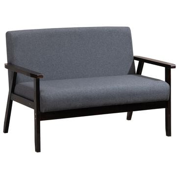HOMLUX 45" Stationary Loveseat with Solid Wood Arms in Dark Dray, , large