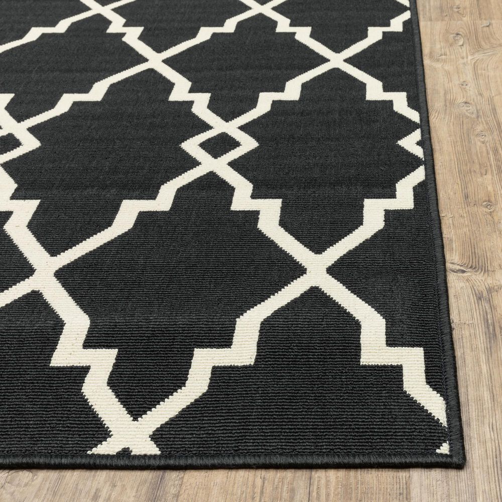 Oriental Weavers Marina 7763K 2&#39;3&quot; x 7&#39;6&quot; Black and Ivory Runner, , large