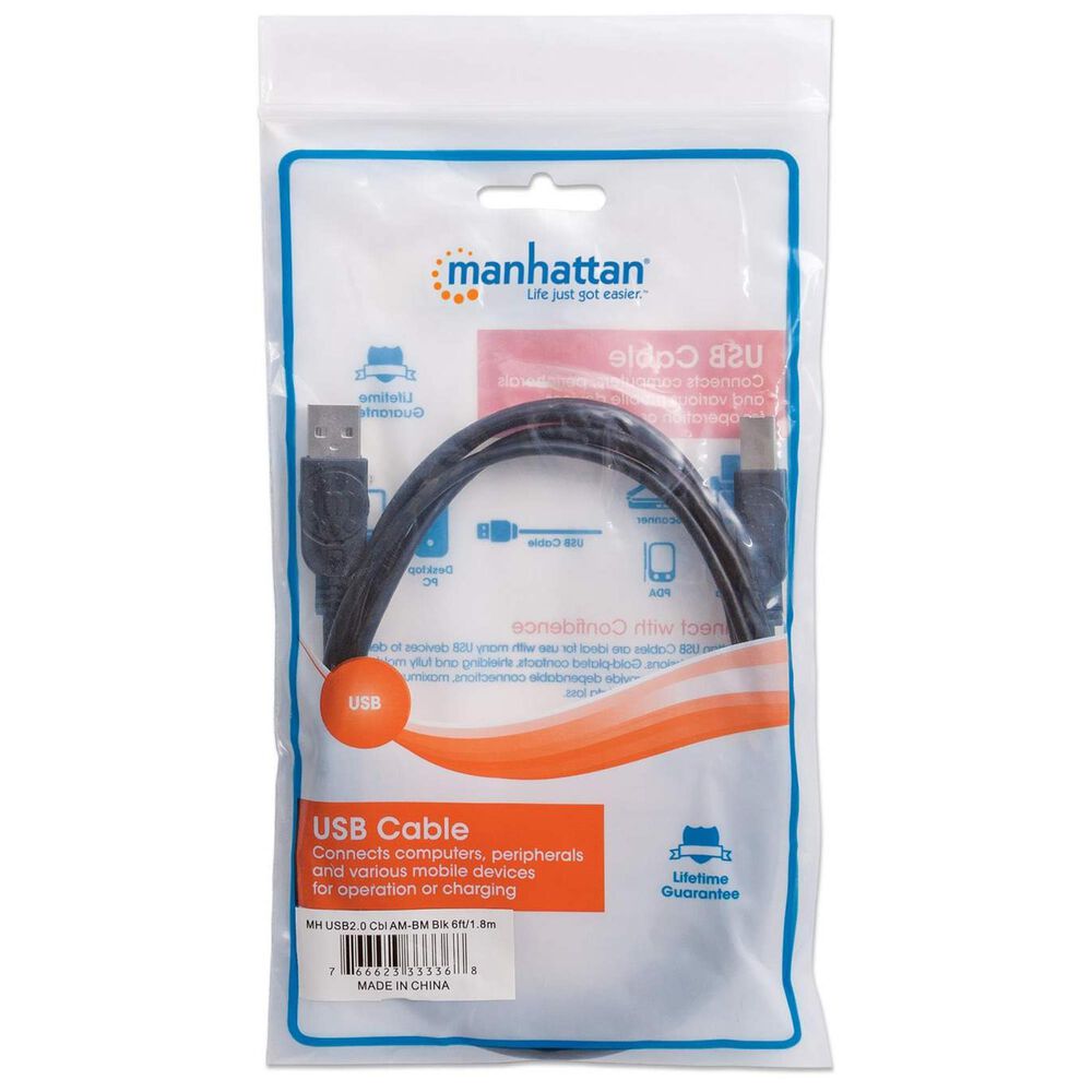 Manhattan Hi-Speed USB-B Device Cable in Black, , large