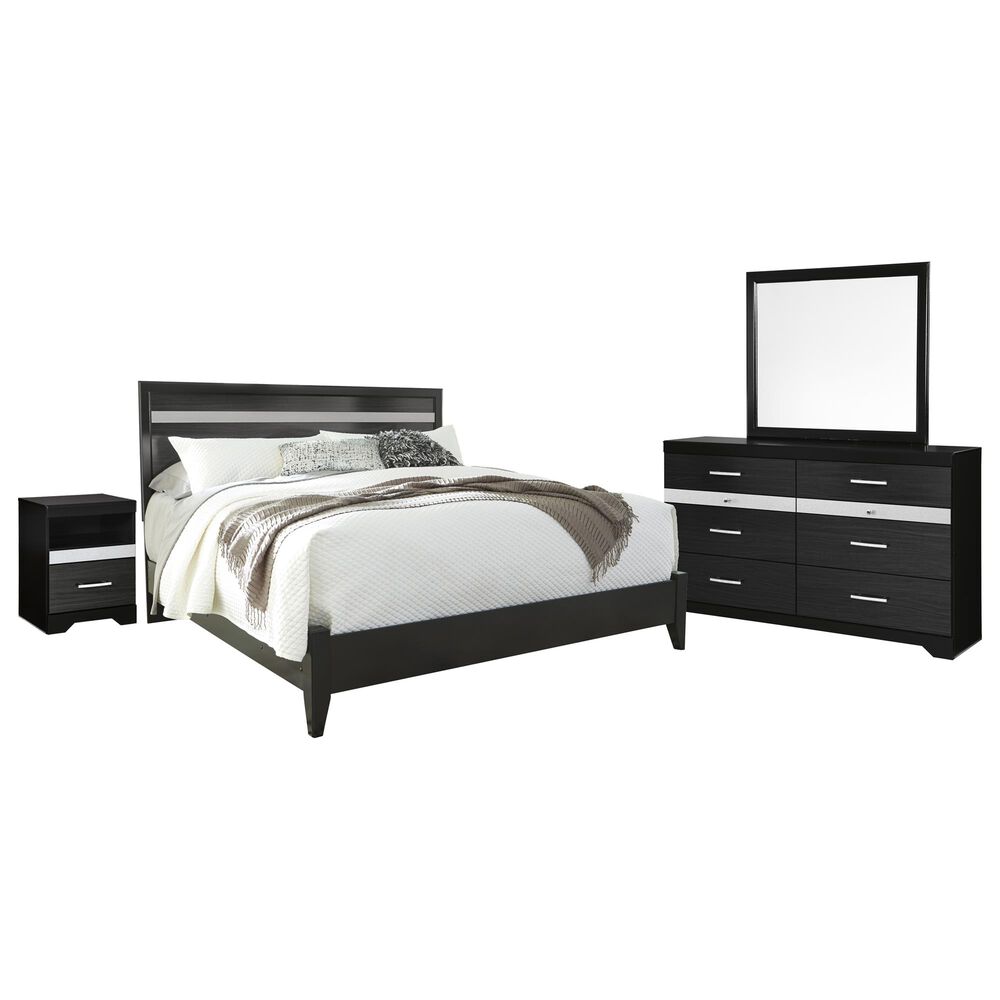 Signature Design by Ashley Starberry 4 Piece King Panel Bedroom Set in Black and Silvertone, , large