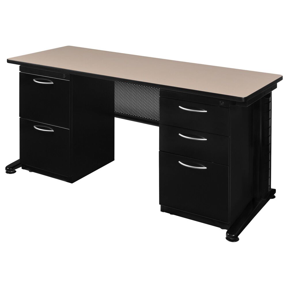 Regency Global Sourcing Fusion 60" x 24" Double Pedestal Desk in Beige, , large