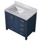 Lexora Home Jacques 36" Left Offset Single Bathroom Vanity in Navy Blue with 2 cm White Carrara Marble Top and Rectangular Sink, , large