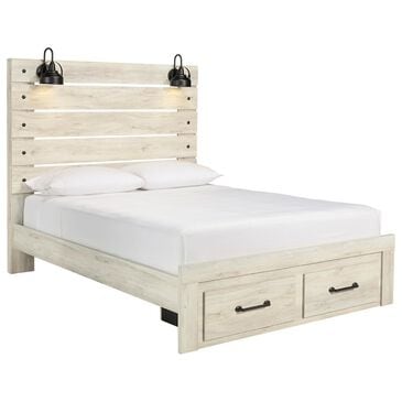Ashley Cambeck Queen Storage Bed in Whitewash with Lighting, , large