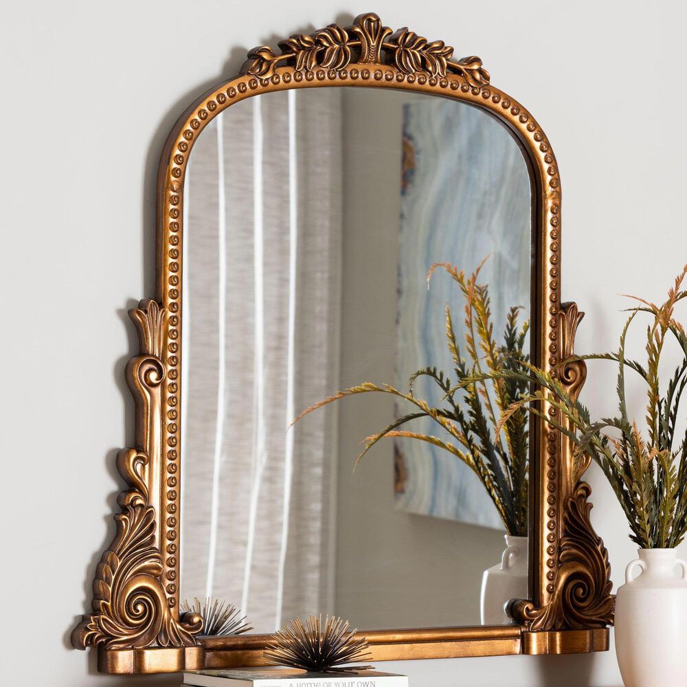 Baxton Studio Whitby Baroque Accent Mirror in Antique Gold Leaf, , large