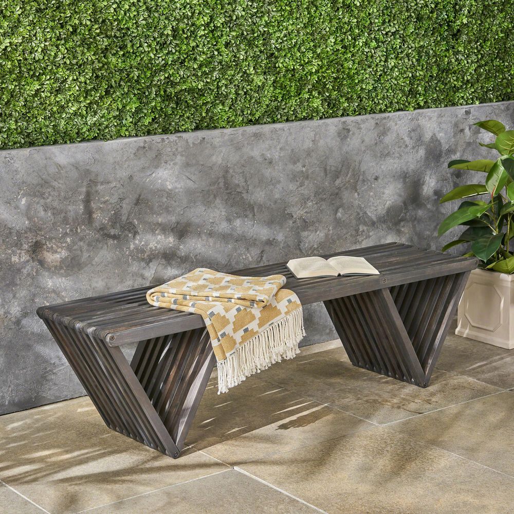 Hearth and Haven Metropol Patio Bench in Dark Grey, , large