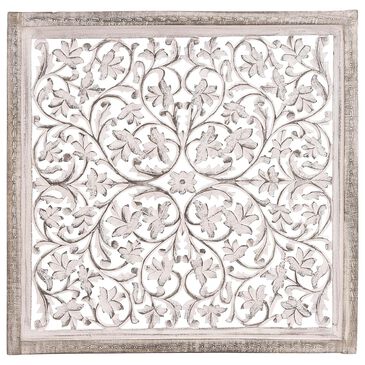 Maple and Jade 36" x 36" Traditional Flowers Wall Decor in Brown and White, , large