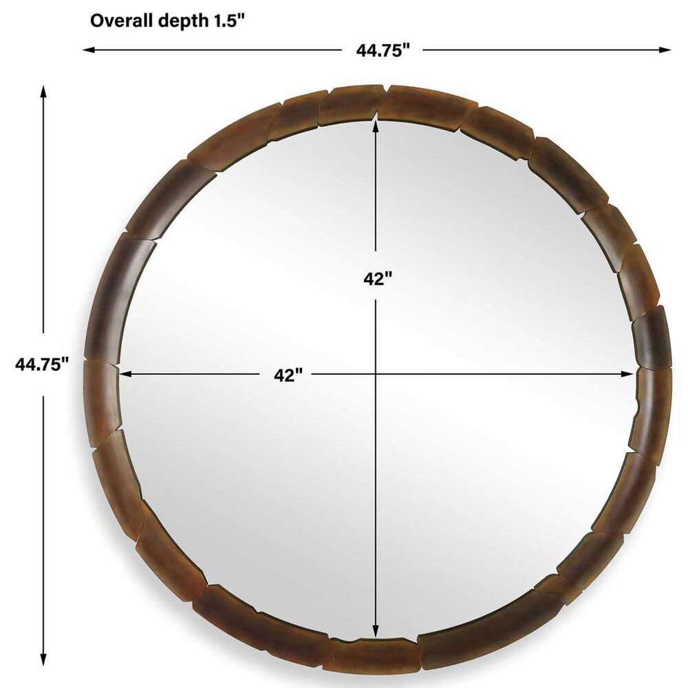 Uttermost Auger Round Wall Mirror in Aged Rust Bronze, , large