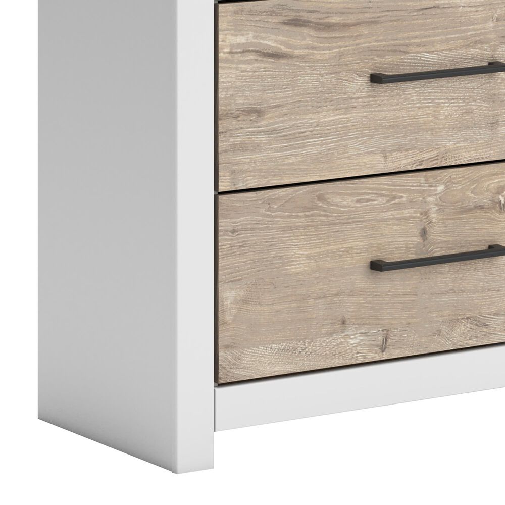 Ashley Charbitt 6-Drawer Dresser in Matte White and Replicated Oak Grain, , large