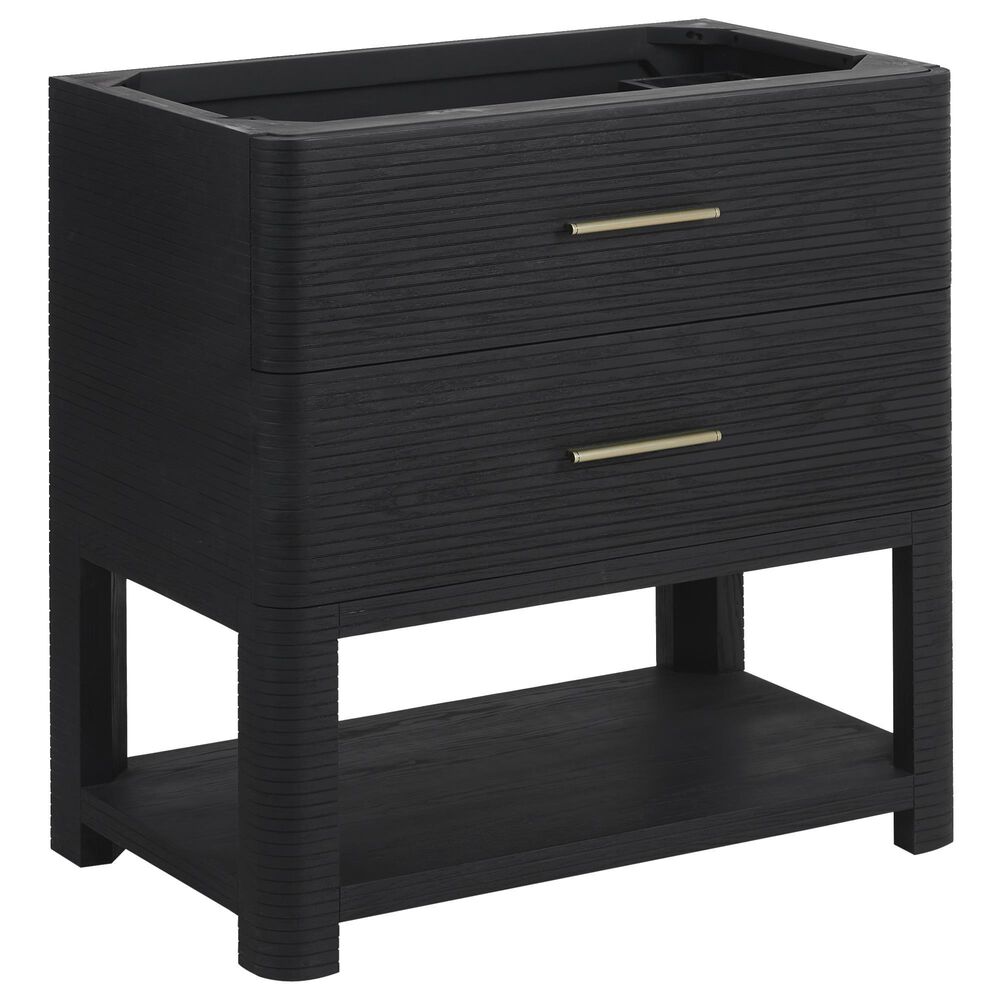 James Martin Vanities Lucian 36&quot; Single Vanity in Carbon Oak with 3 cm White Zeus Quartz Top, , large