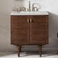 James Martin Vanities Amberly 30" Single Bathroom Vanity in Walnut with 3 cm Ethereal Noctis Quartz Top and Rectangular Sink, , large