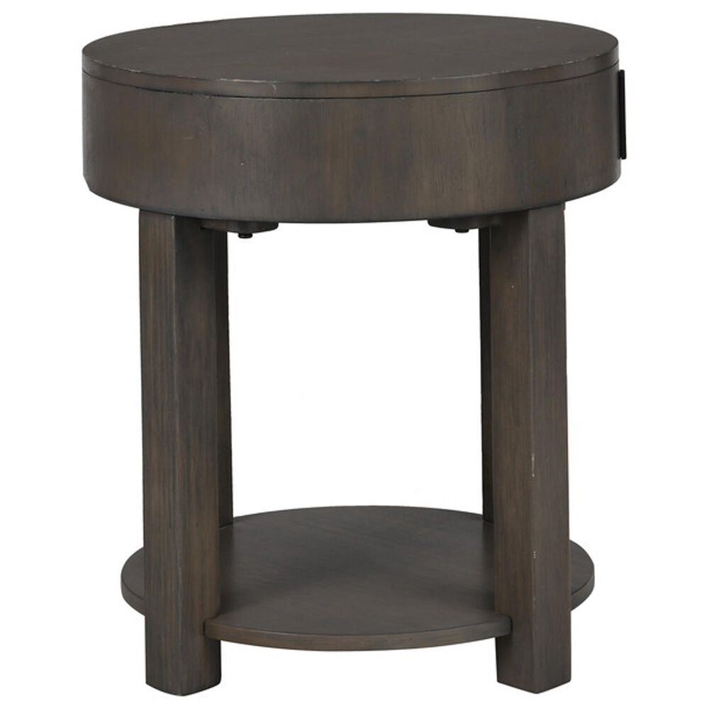 HOMLUX 20" End Table with USB Ports in Light Brown, , large