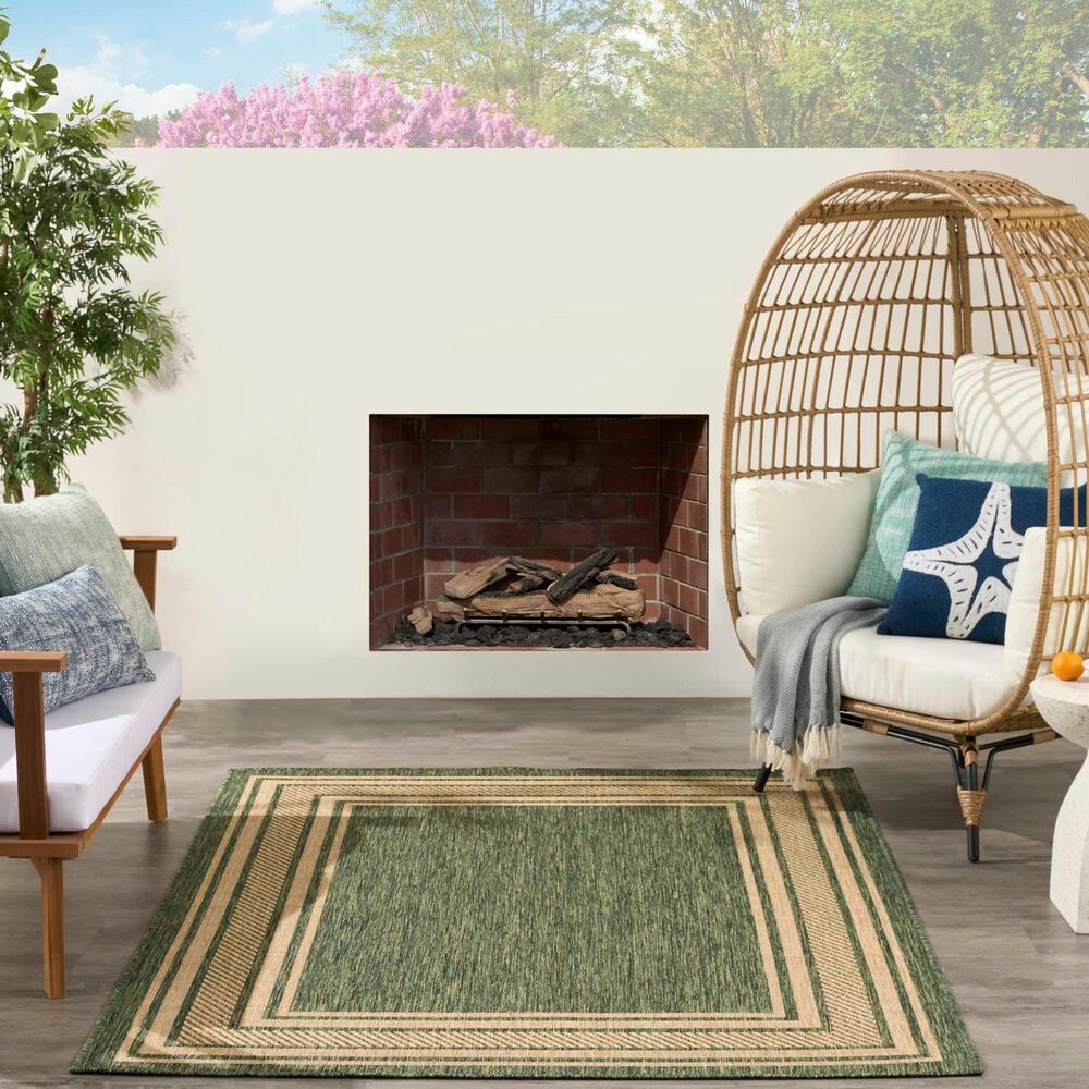 Nourison Horizon HOZ03 Green 4' x 6' Indoor/Outdoor Area Rug, , large