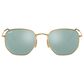 Ray-Ban Hexagonal Flat Lenses Sunglasses with Silver Lenses in Polished Gold, , large