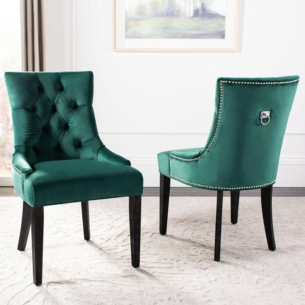 Safavieh Harlow Ring Chair in Emerald and Espresso (Set of 2), , large