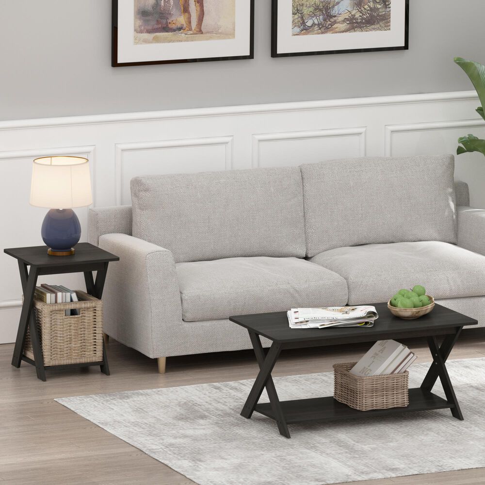 HOMLUX 2-Tier Modern Simplistic Criss-Crossed End Table in Espresso (Set of 2), , large