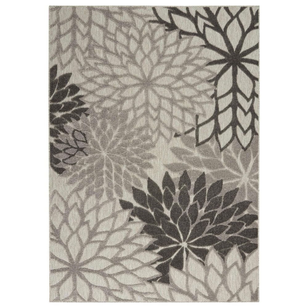 Nourison Aloha 6" x 9" Silver and Grey Indoor/Outdoor Area Rug, , large