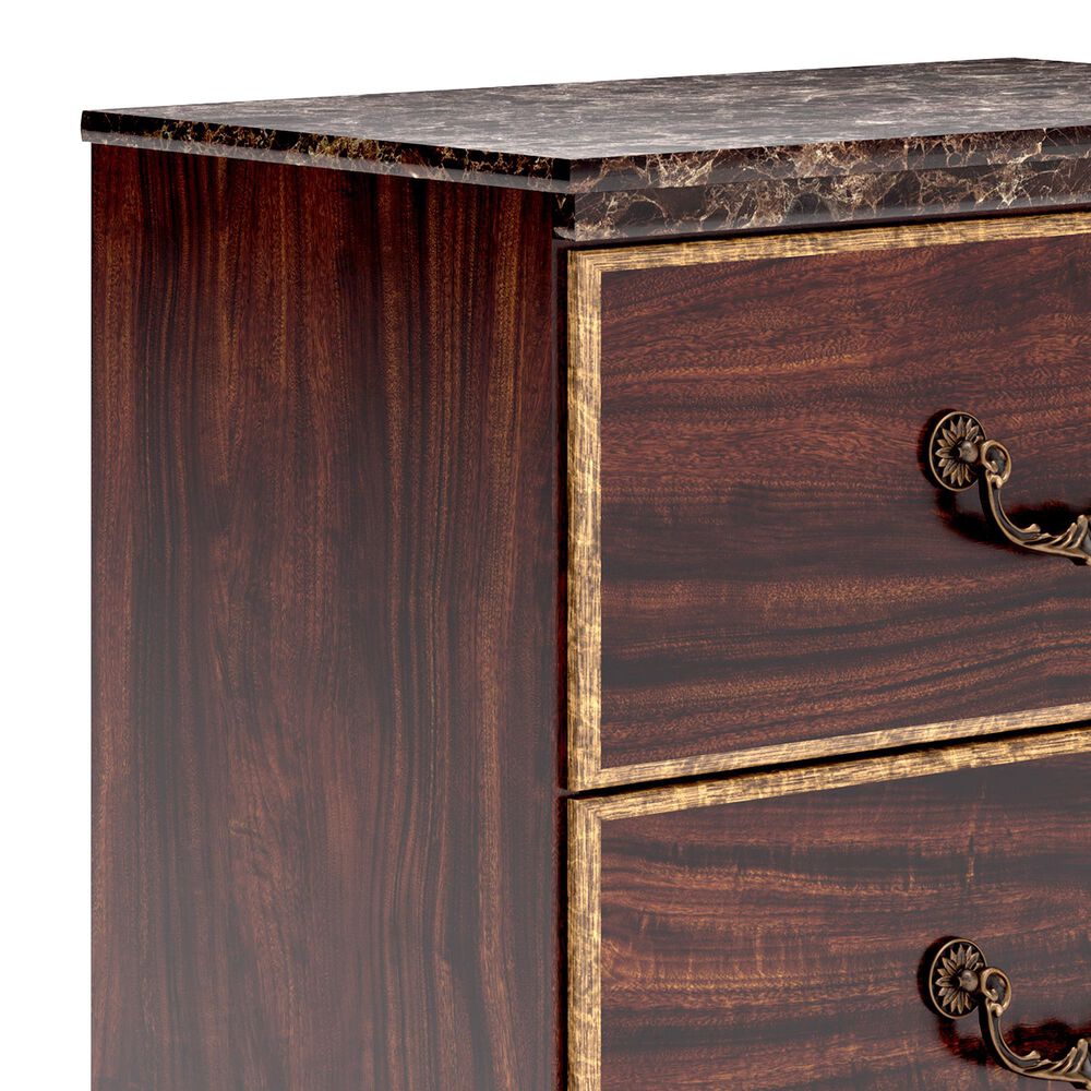Ashley Glosmount 2-Drawer Nightstand in Glossy Reddish Brown and Gold, , large