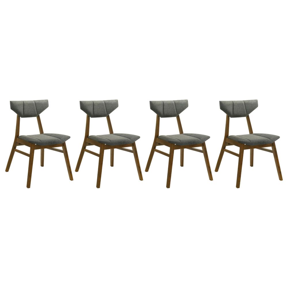 Armen Living Amaris Side Chair with Charcoal Upholstery in Warm Walnut (Set of 4), , large