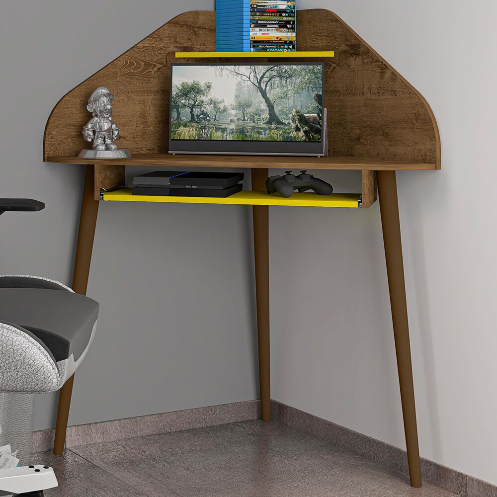 Dayton Bradley 2-Piece Cubicle Section Desk in Rustic Brown/Yellow, , large