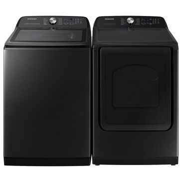 Samsung 5.2 Cu. Ft. Smart Top Load Impeller Washer and 7.4 Cu. Ft. Gas Dryer in Brushed Black, , large