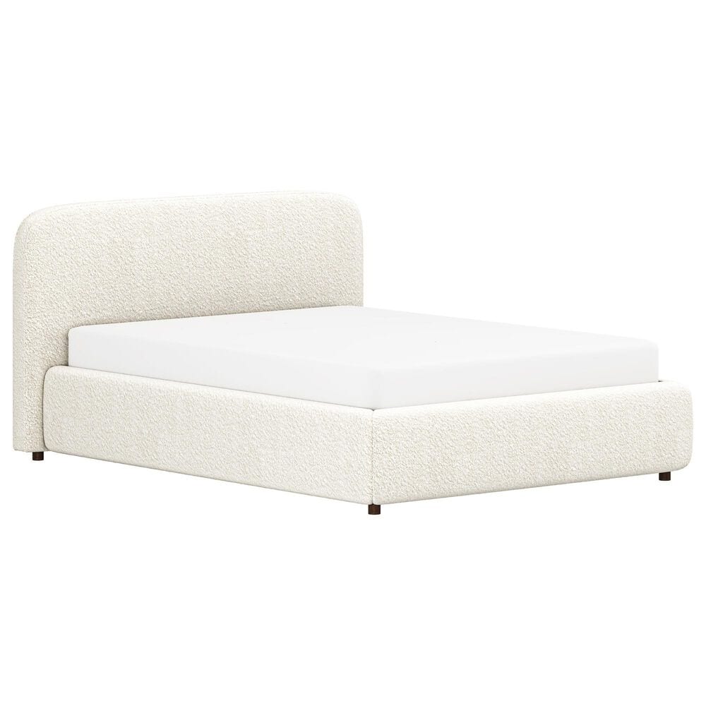 Richlands Furniture Belleville Queen Upholstered Platform Wingback Bed in Cream, , large