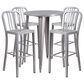 Flash Furniture 5-Piece Metal Bar Table Set with Backed Stools in Silver, , large