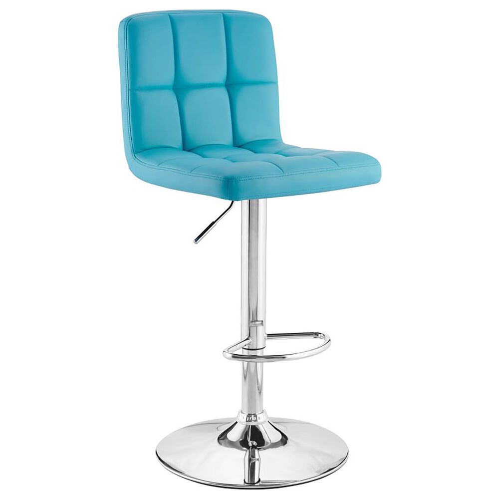 Parkerville Furniture Line Quilted Barstool with Teal Seat in Chrome, , large