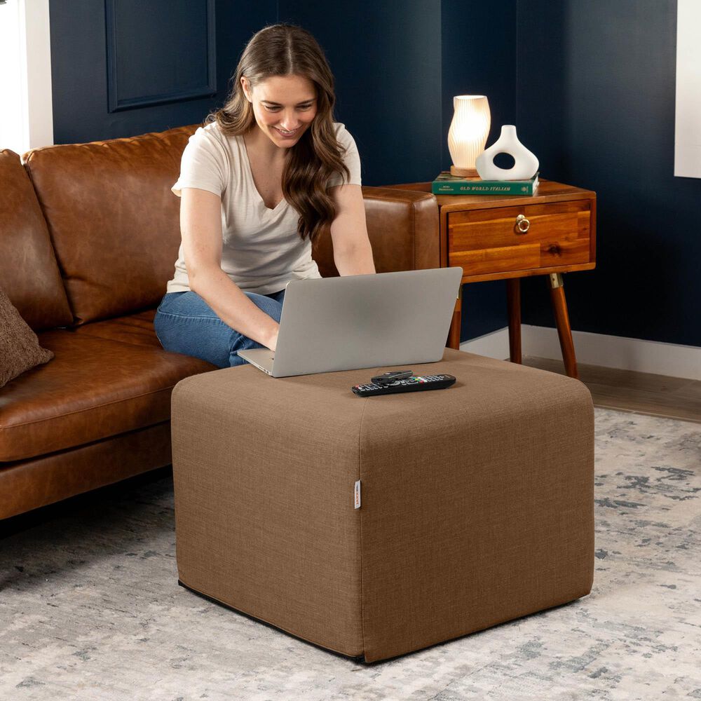 Jaxx Monroe Medium Ottoman in Earth Brown, , large