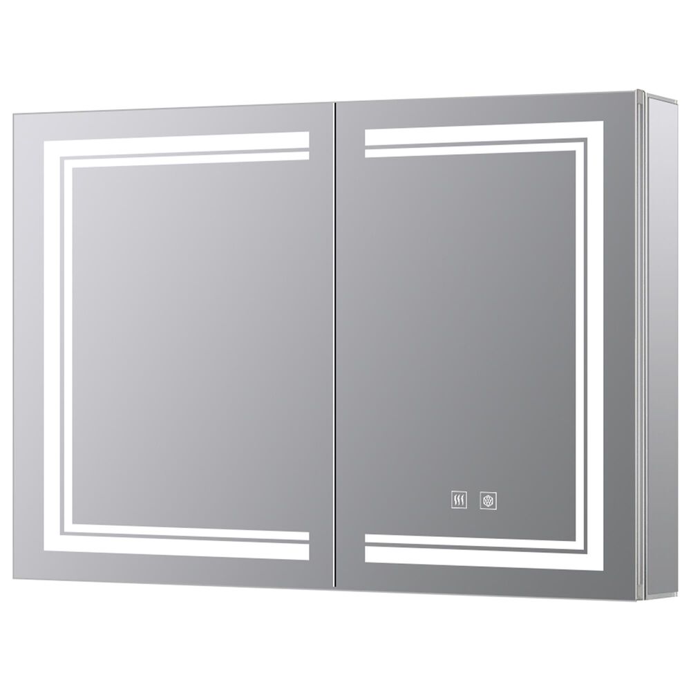 Lexora Home Mesa 40" x 28" LED Mirror Medicine Cabinet with Defogger in Aluminium, , large