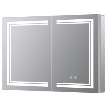 Lexora Home Mesa 40" x 28" LED Mirror Medicine Cabinet with Defogger in Aluminium, , large