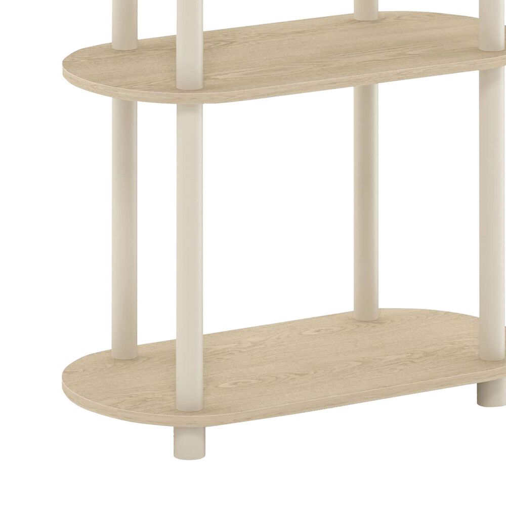 HOMLUX Turn-N-Tube 3-Tier Oval Side Display Rack in Bauhaus Oak and Beige, , large