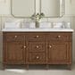 James Martin Vanities Lorelai 60" Double Vanity in Mid-Century Walnut with Single Hole 3 Cm White Zeus Quartz Top & Backsplash, , large