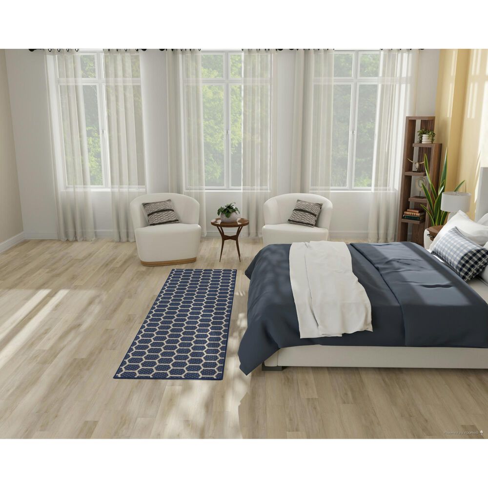 Nourison Twist Reversible 2&#39;2&quot; x 8&#39; Navy Indoor/Outdoor Runner, , large