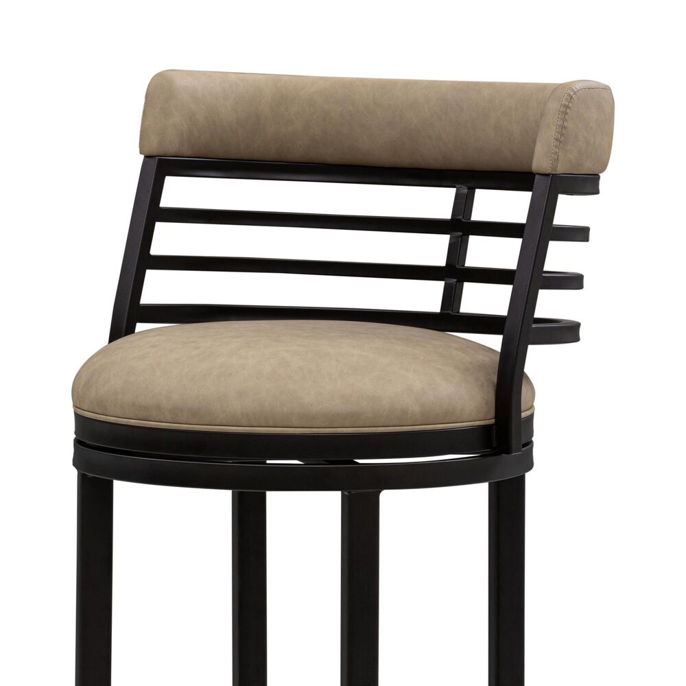 Armen Living Telia Bar Height Stool with Mushroom Brown Upholstery in Dark Brown, , large