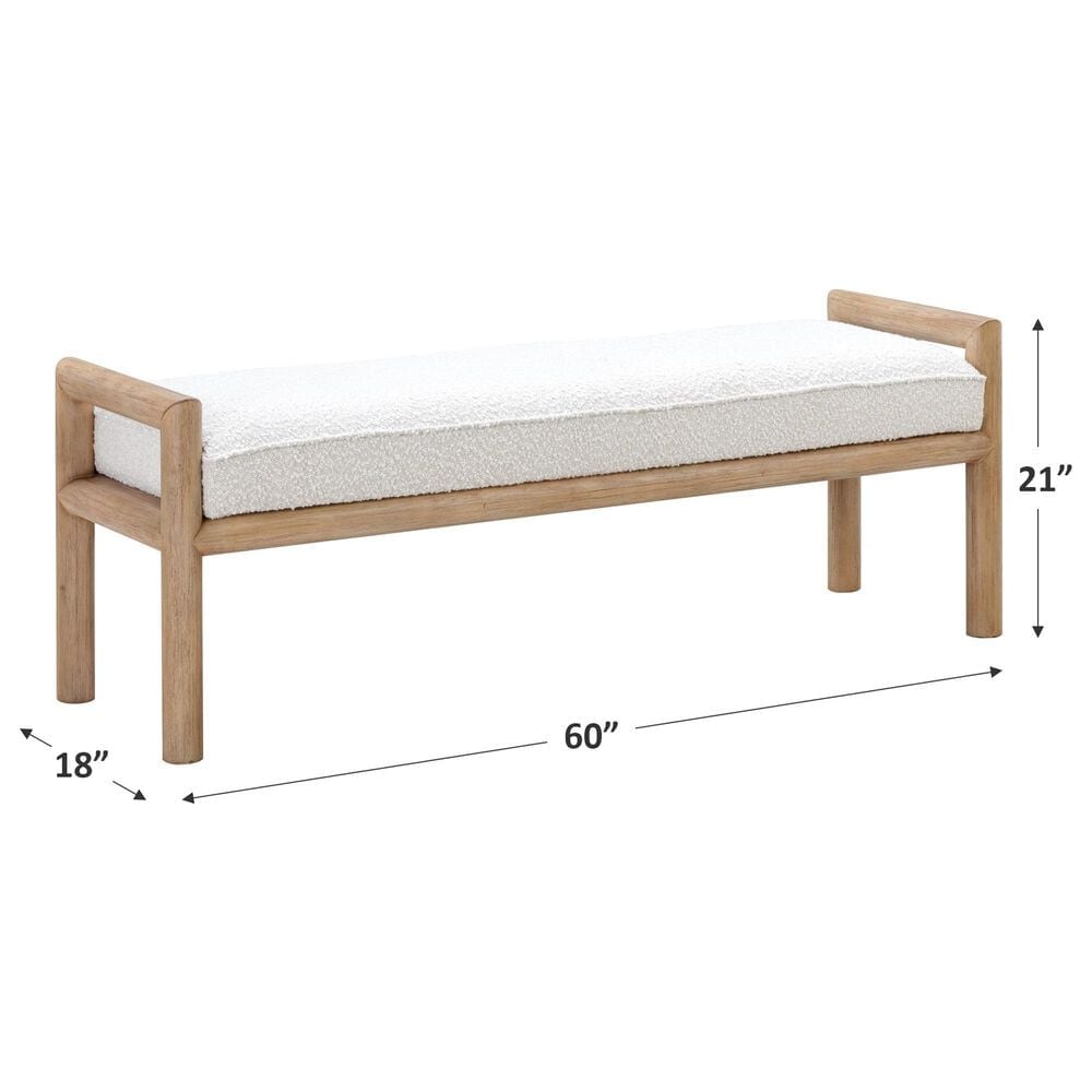 Urban Home Dorsey Wood and Upholstered Bench in Ricotta White and Granola, , large