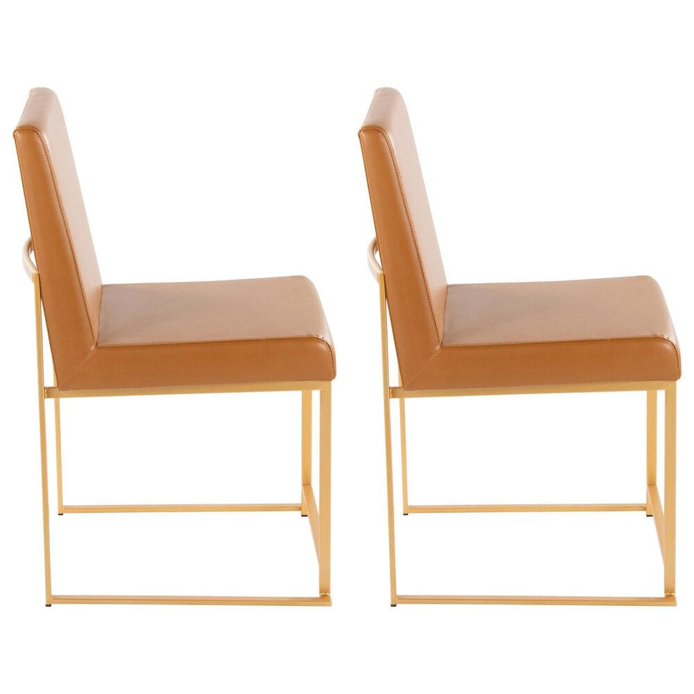 Lumisource Fuji Side Chair with Camel Cushion in Gold (Set of 2), , large
