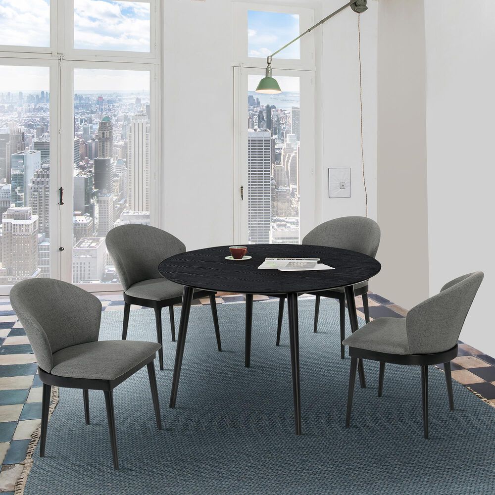 Blue River Arcadia and Juno 5-Piece 48&quot; Dining Set with Charcoal Cushion in Black, , large