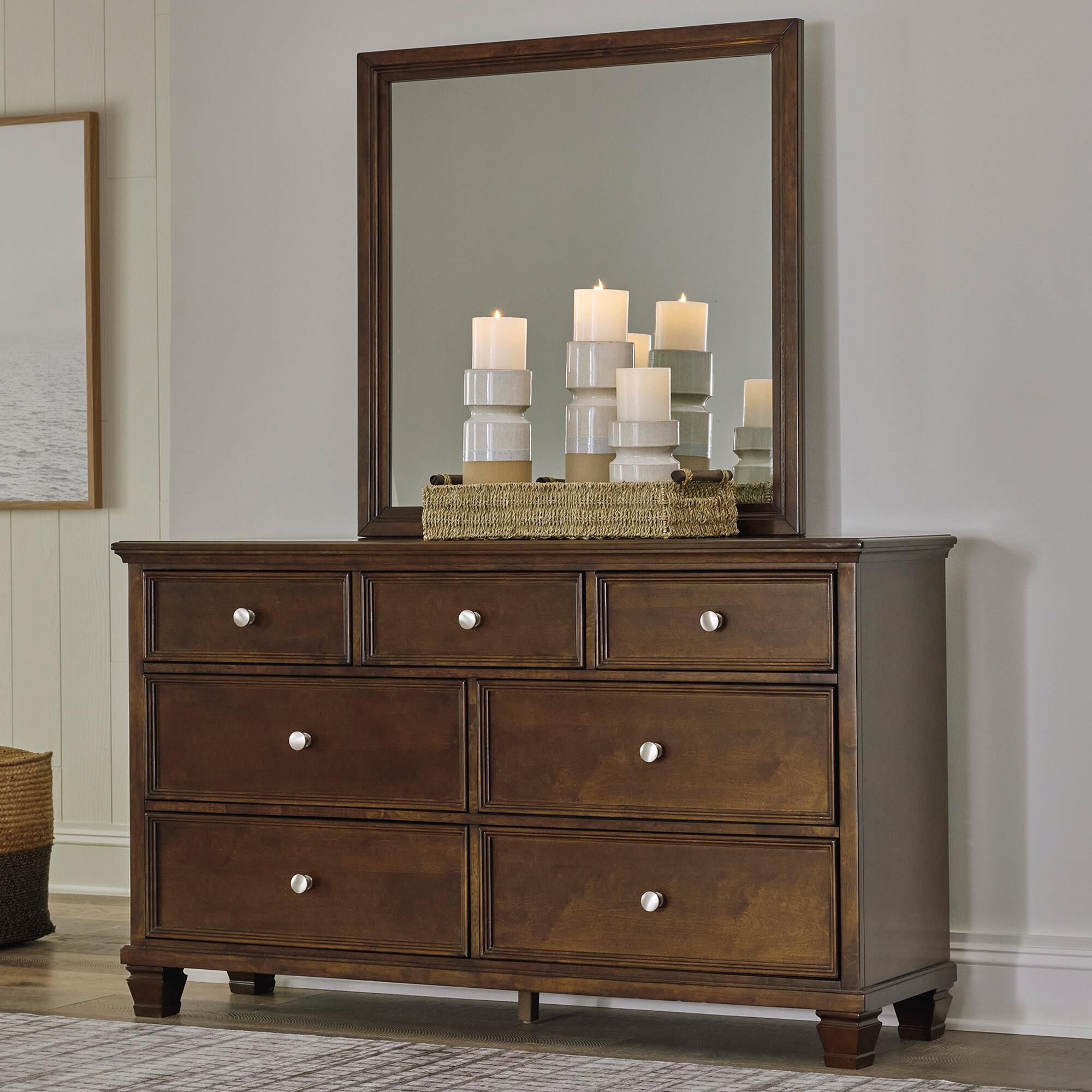 Ashley Danabrin 7-Drawer Dresser and Mirror in Brown