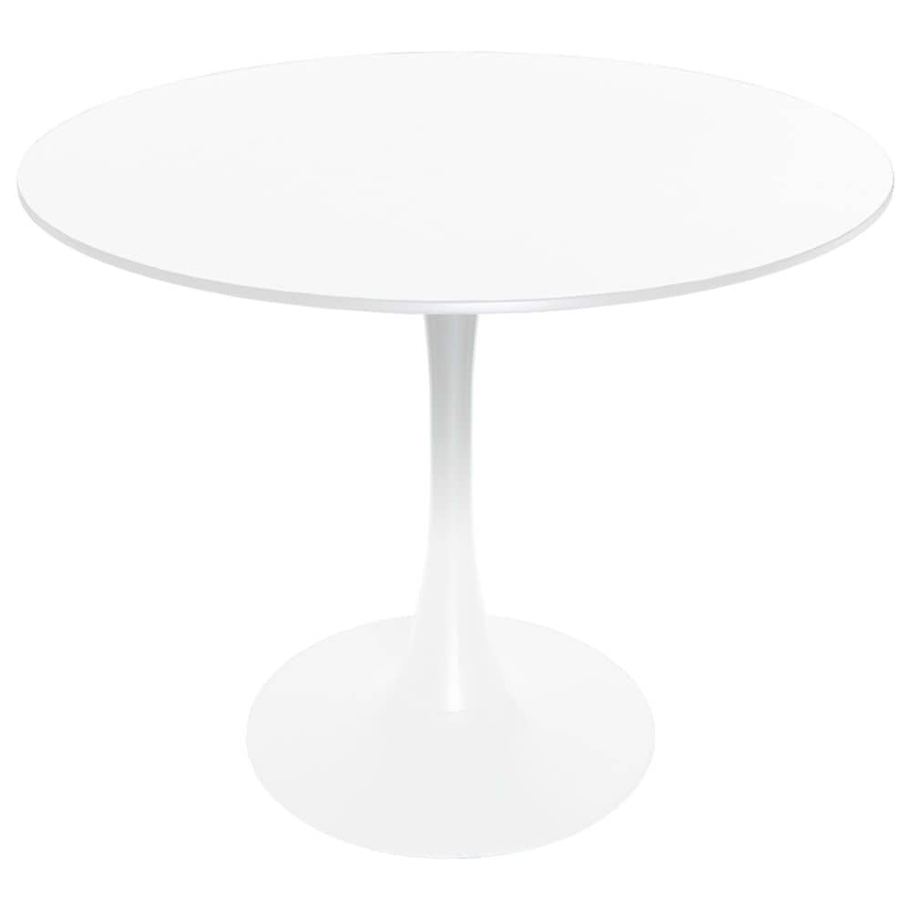Leisuremod LeisureMod Bristol Mid-Century Modern Round Dining Table with Wood Top and Iron Pedestal Base with Gloss Finish for Kitchen and Dining Room, , large