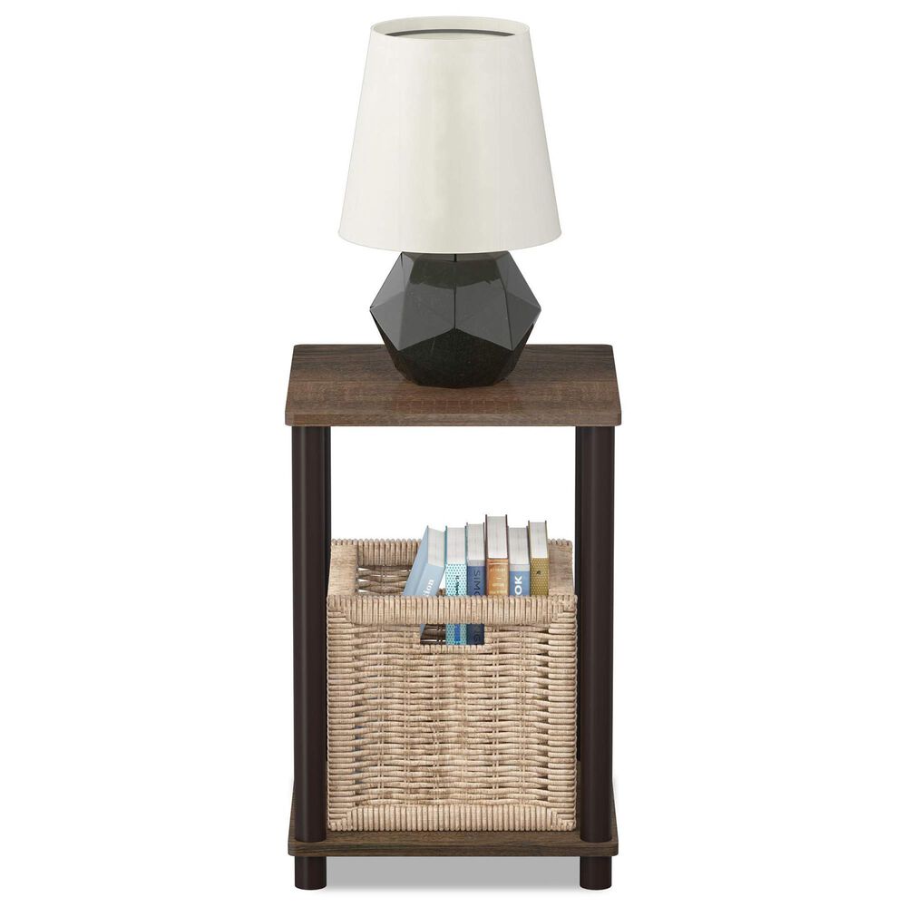 HOMLUX 2-Tier Turn-N-Tube End Table in Walnut and Brown, , large