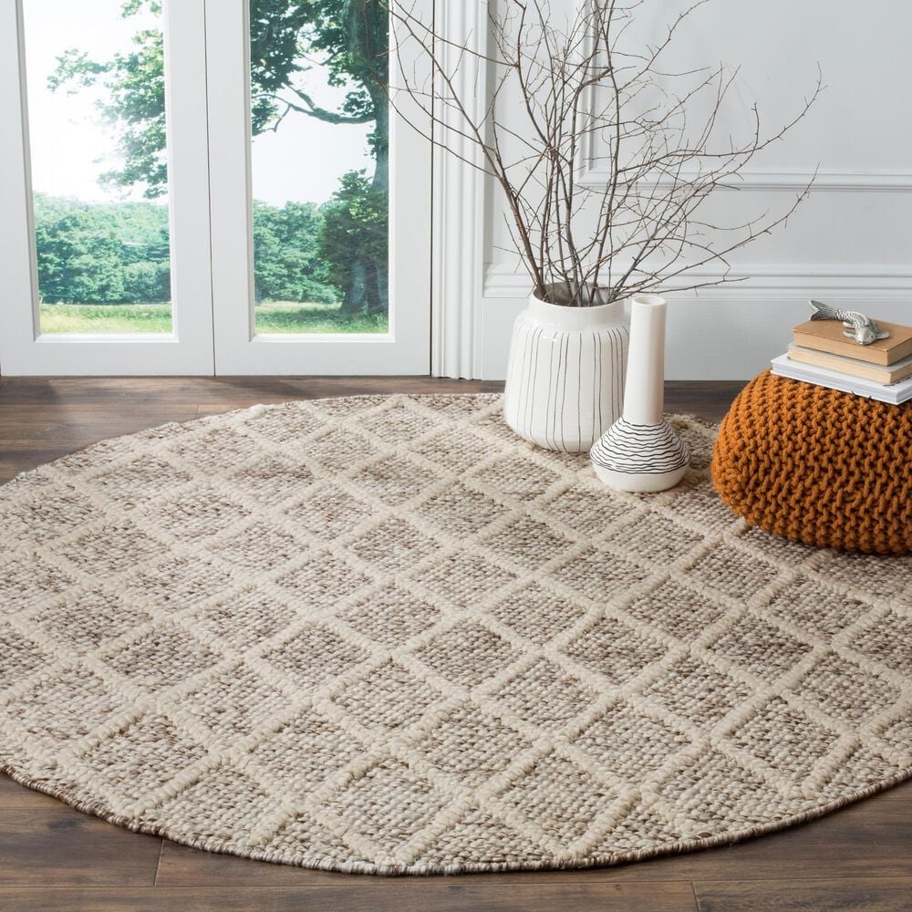 Safavieh Natura NAT711A 6&#39; Round Ivory and Stone Area Rug, , large