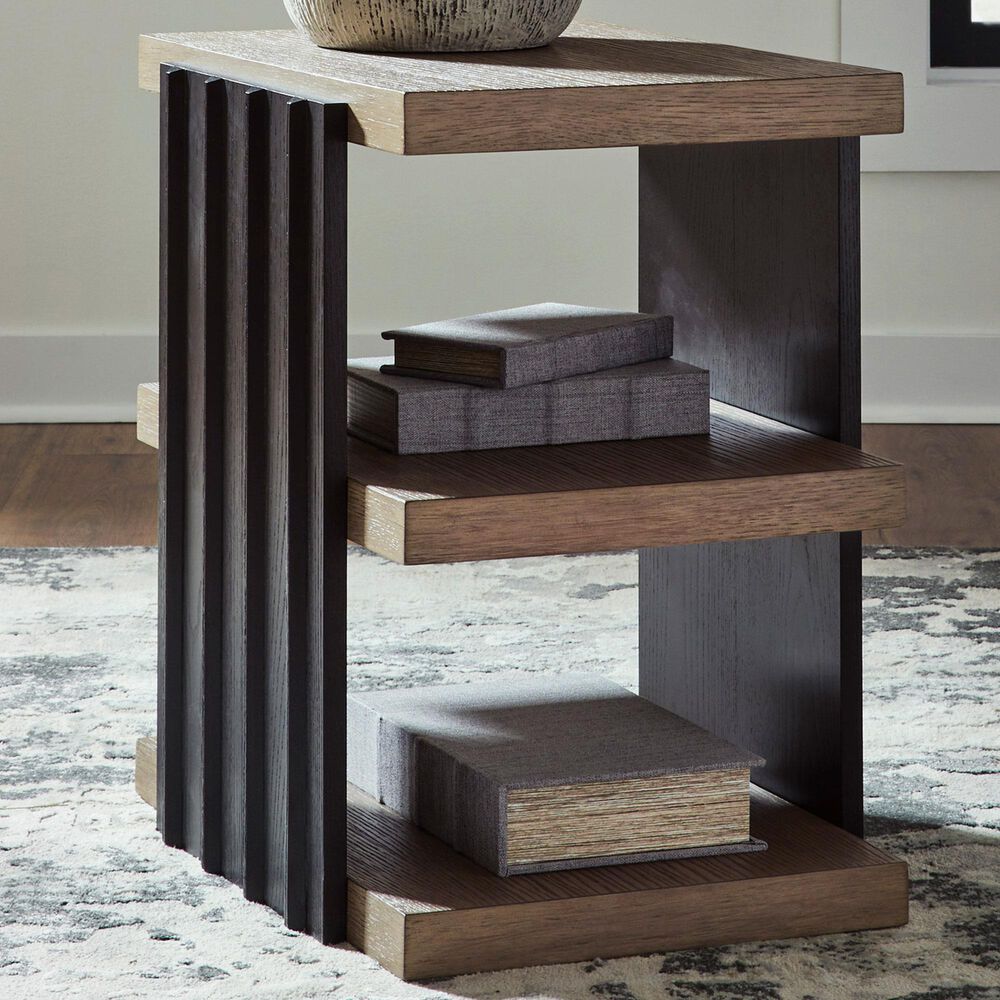 Ashley Rylandyn Rectangular End Table in Matte Black and Light Brown, , large